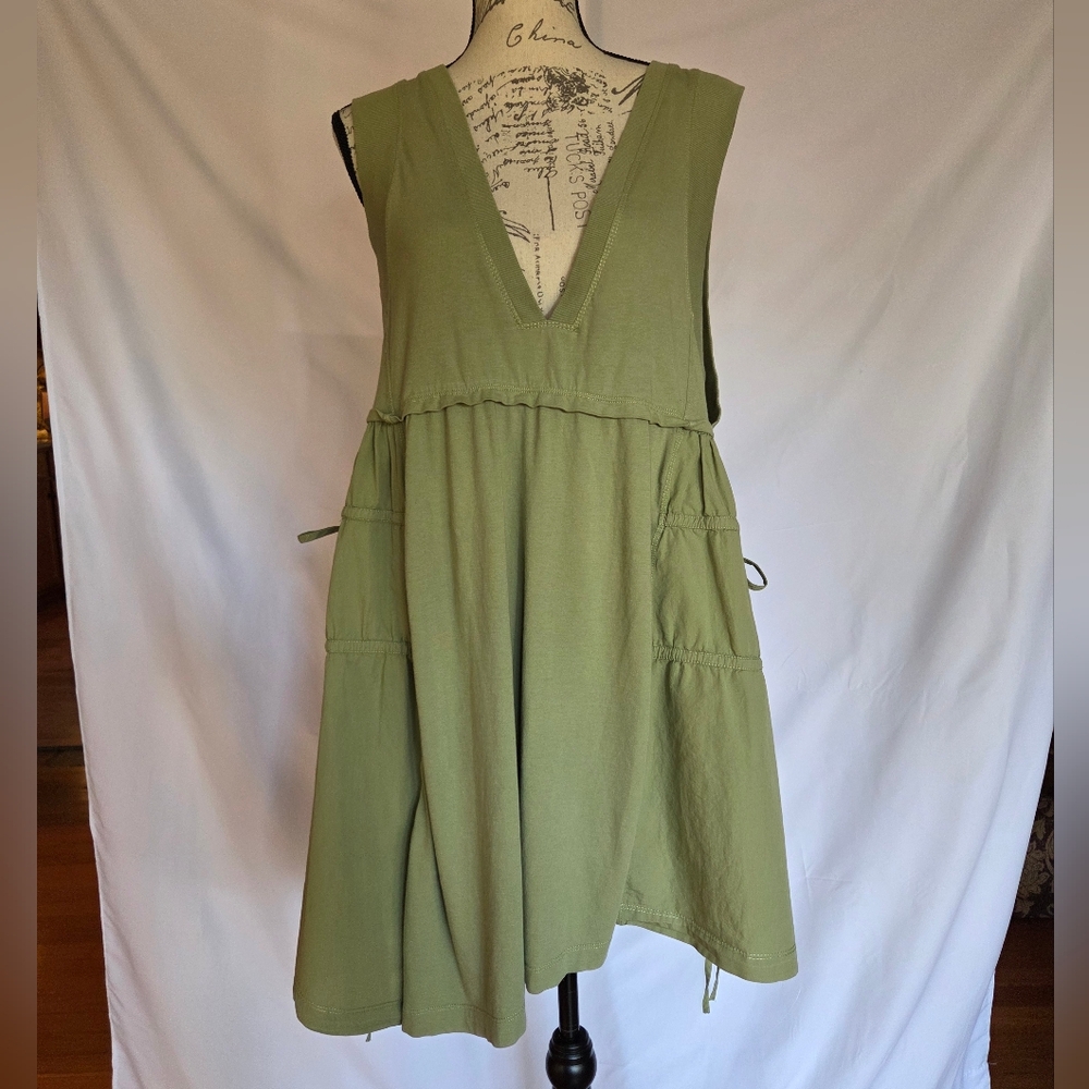 Anthropologie Sage Green V-Neck Midi Dress